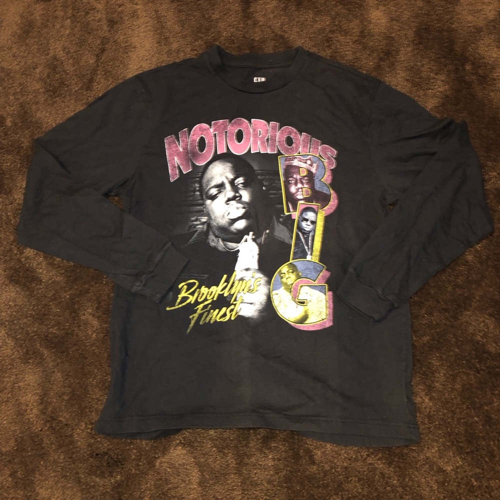 GAP Notorious B.I.G. Black Graphic Long Sleeve Tee